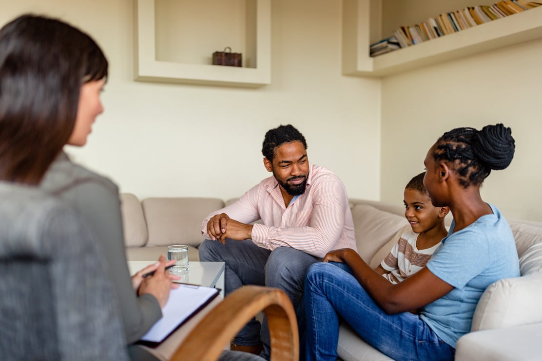 Family on a mental health therapy session